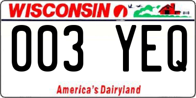 WI license plate 003YEQ