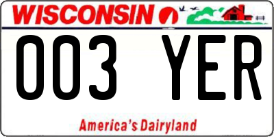 WI license plate 003YER