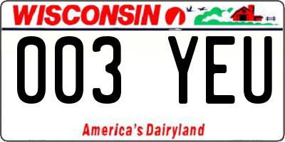 WI license plate 003YEU