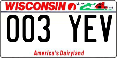 WI license plate 003YEV
