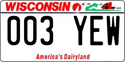WI license plate 003YEW