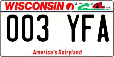WI license plate 003YFA