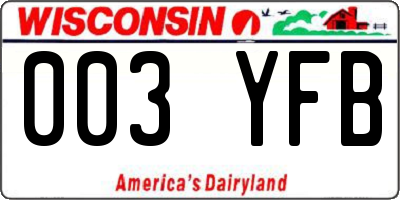 WI license plate 003YFB