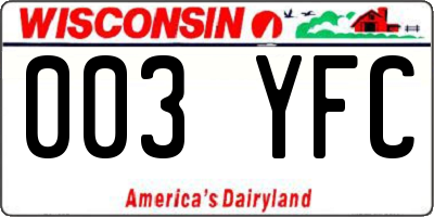 WI license plate 003YFC