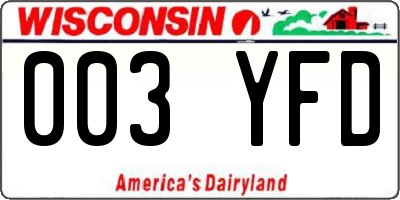 WI license plate 003YFD