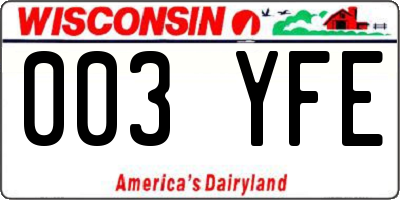 WI license plate 003YFE