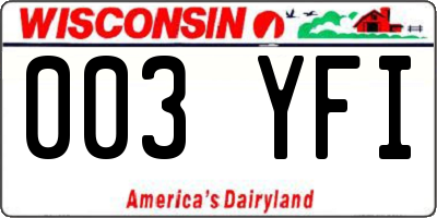 WI license plate 003YFI