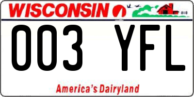 WI license plate 003YFL
