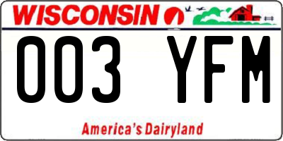 WI license plate 003YFM