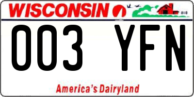 WI license plate 003YFN