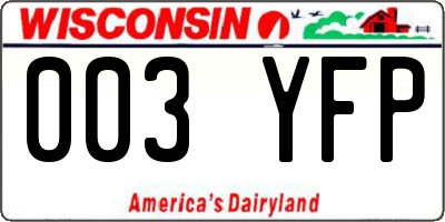 WI license plate 003YFP