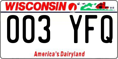 WI license plate 003YFQ