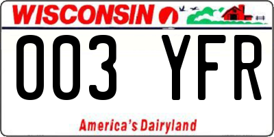 WI license plate 003YFR