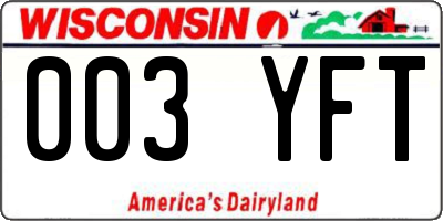 WI license plate 003YFT