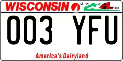 WI license plate 003YFU