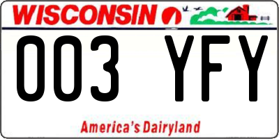 WI license plate 003YFY