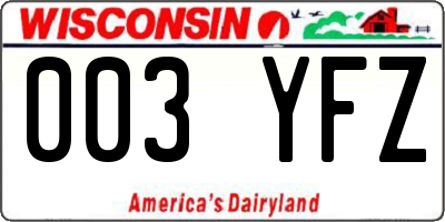 WI license plate 003YFZ
