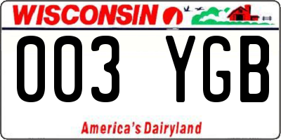 WI license plate 003YGB