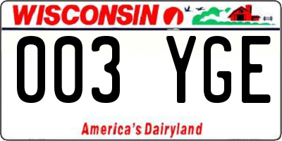 WI license plate 003YGE