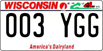 WI license plate 003YGG
