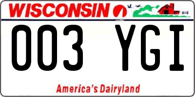 WI license plate 003YGI