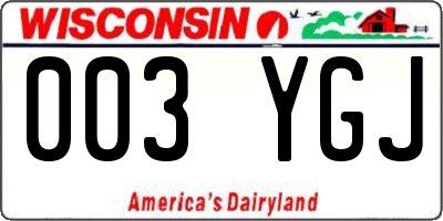 WI license plate 003YGJ