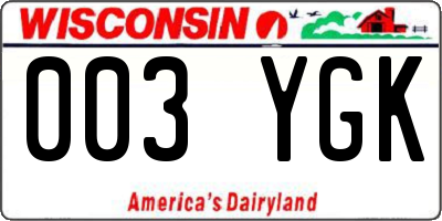WI license plate 003YGK
