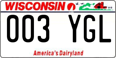 WI license plate 003YGL