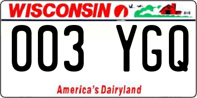 WI license plate 003YGQ