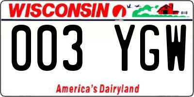WI license plate 003YGW