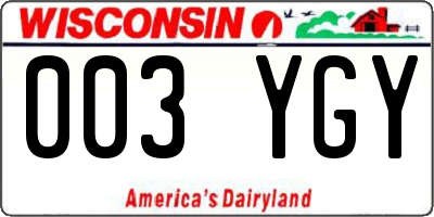 WI license plate 003YGY