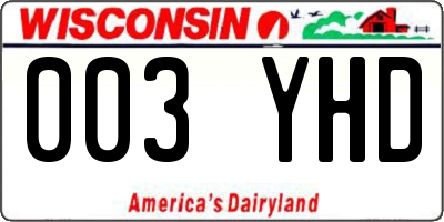 WI license plate 003YHD