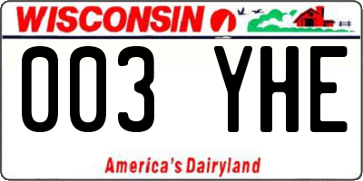 WI license plate 003YHE