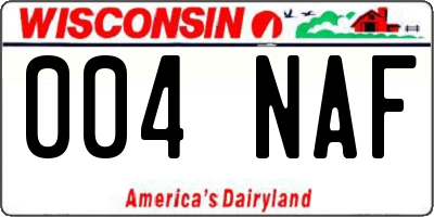 WI license plate 004NAF