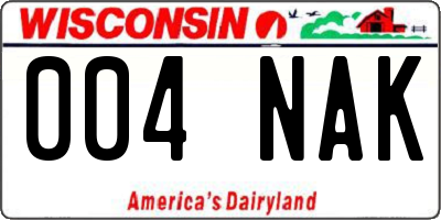 WI license plate 004NAK