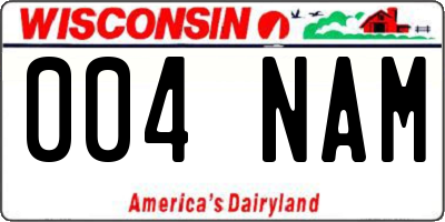 WI license plate 004NAM