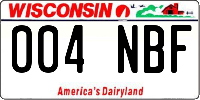 WI license plate 004NBF
