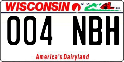 WI license plate 004NBH
