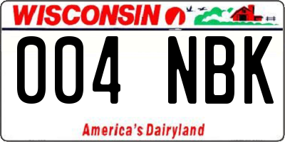 WI license plate 004NBK