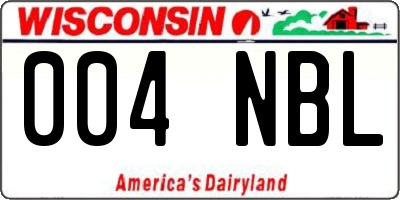 WI license plate 004NBL