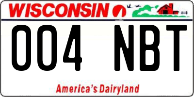WI license plate 004NBT