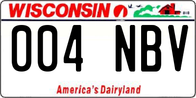 WI license plate 004NBV