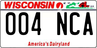 WI license plate 004NCA