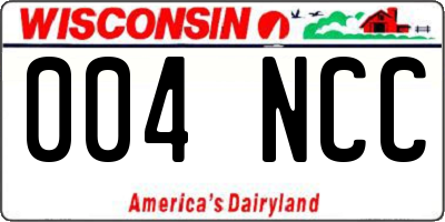 WI license plate 004NCC