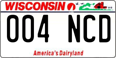 WI license plate 004NCD
