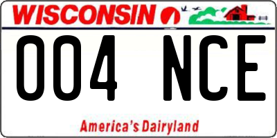 WI license plate 004NCE