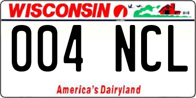 WI license plate 004NCL