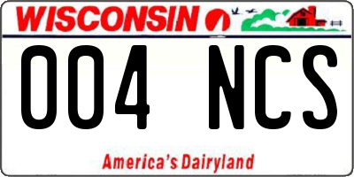 WI license plate 004NCS