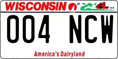 WI license plate 004NCW