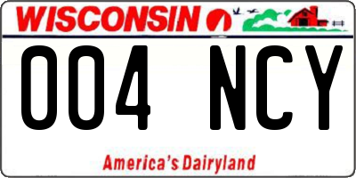 WI license plate 004NCY